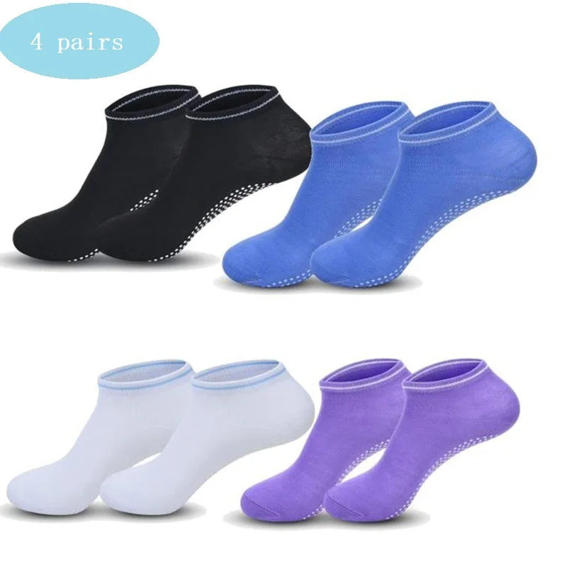 4 pairs Yoga Socks Women Cotton Silicone Non-slip Pilates Grip Towel Socks