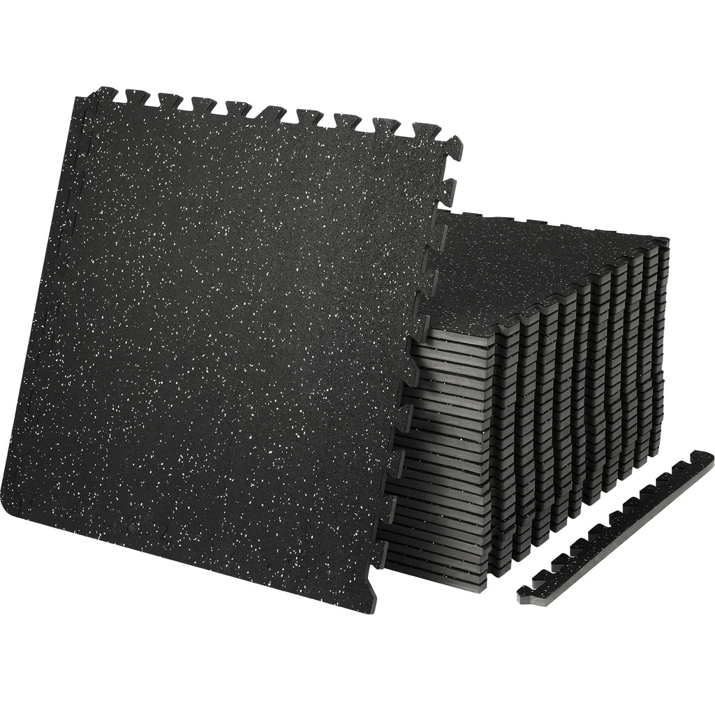 SucceBuy 25/12/6 PCS 1/2 in Thick Gym Floor Mats EVA Foam & Rubber Top Interlocking Waterproof Exercise Mats
