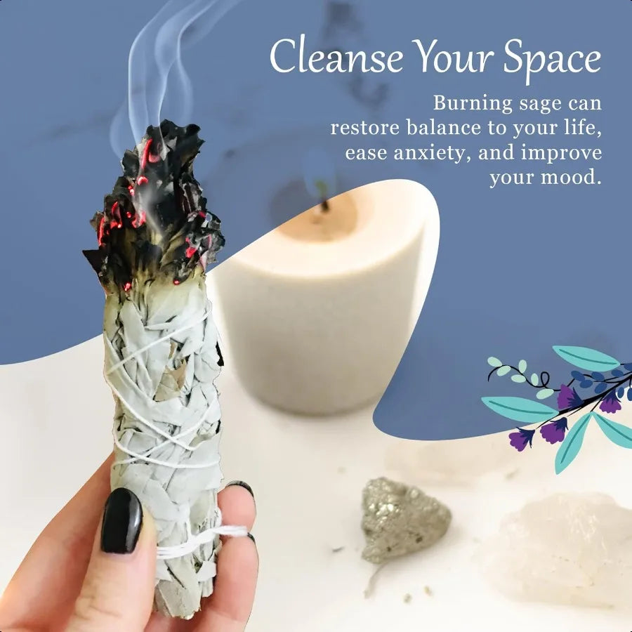 White Sage Sticks for Spiritual Cleansing 4" Dried Herbs for Meditation Accessories