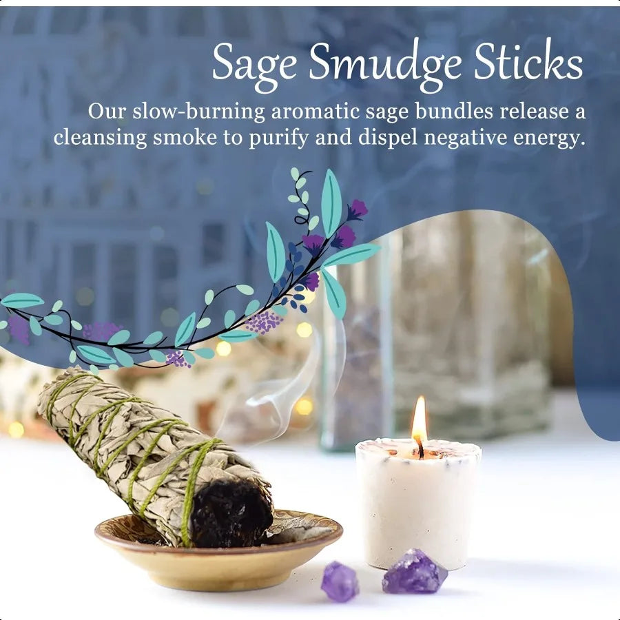 White Sage Sticks for Spiritual Cleansing 4" Dried Herbs for Meditation Accessories