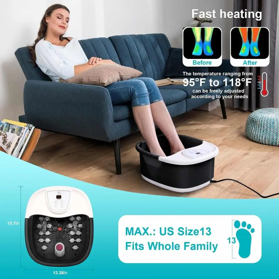 Spa Bath Massager with Heat, Foot Bath with 22 Massage Rollers with Jets and Vibration,