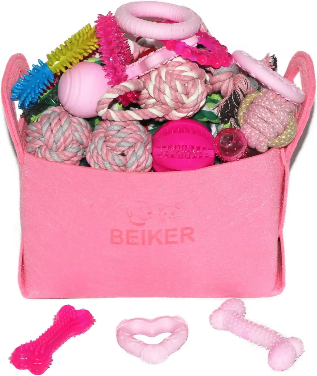 Christmas Dog Toys Bulk 15 Pack, Puppy Chew Toys for Teething Including Variety Tough Rubber and Rope Toys