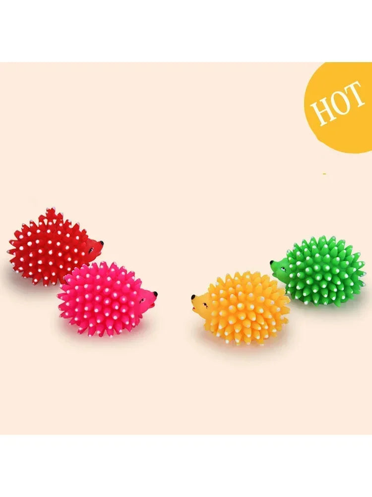 Realistic Hedgehog Soft Squeaky Dog Ball Toys For Small Dogs Rubber Chew Dental