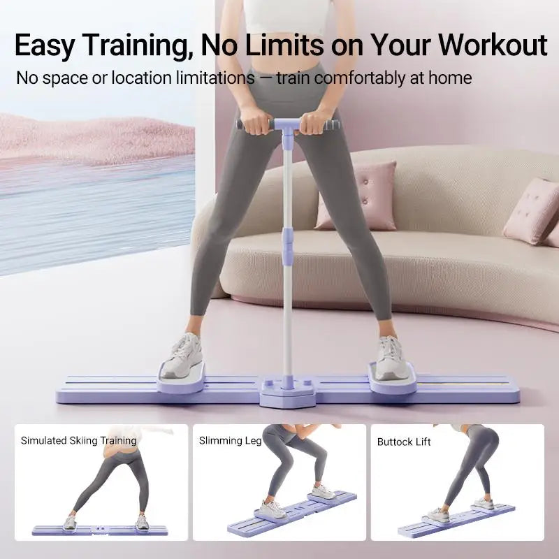 "Foldable 3-in-1 Ski Trainer: Leg, Pelvic & Hip Strengthener, Home Gym Equipment"
