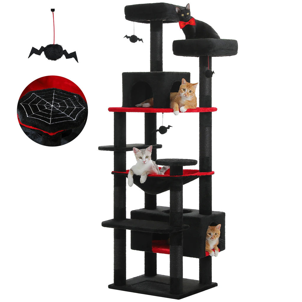 184cm Large Cat Tree Tower for Indoor with Scratching Posts, Hammock, Padded Perches and Condos