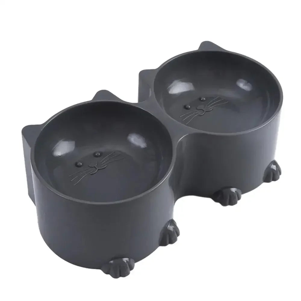 Feeder Food And Protective Raised Elevated Cat Tall Pet Tilted Design Water Bowl Set