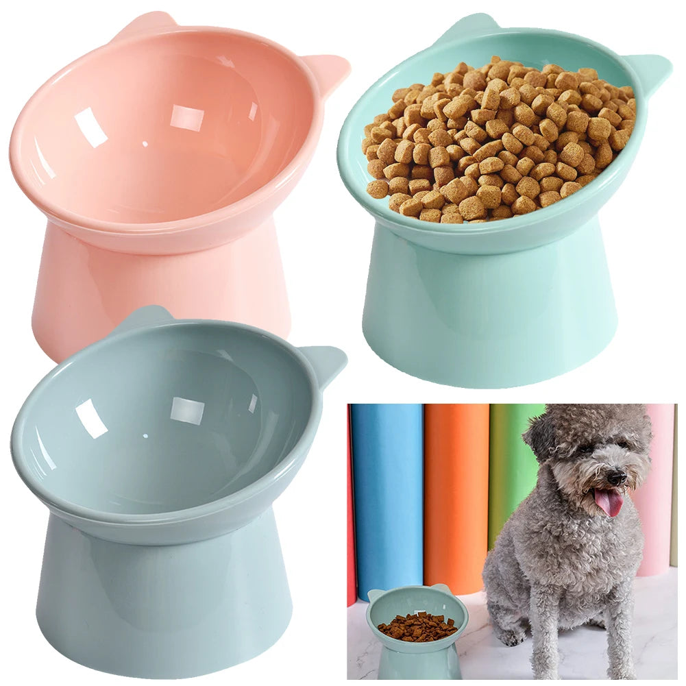 Tilted Cat Food Bowl Ergonomic Raised Bowl for Anti Vomiting, Tall, Non Slip