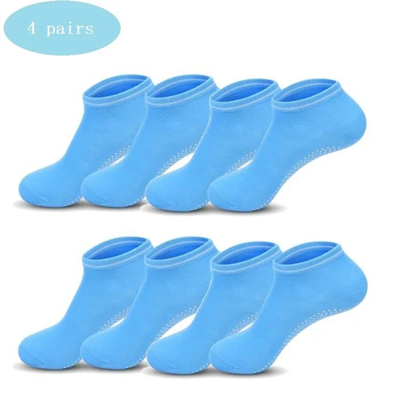 4 pairs Yoga Socks Women Cotton Silicone Non-slip Pilates Grip Towel Socks