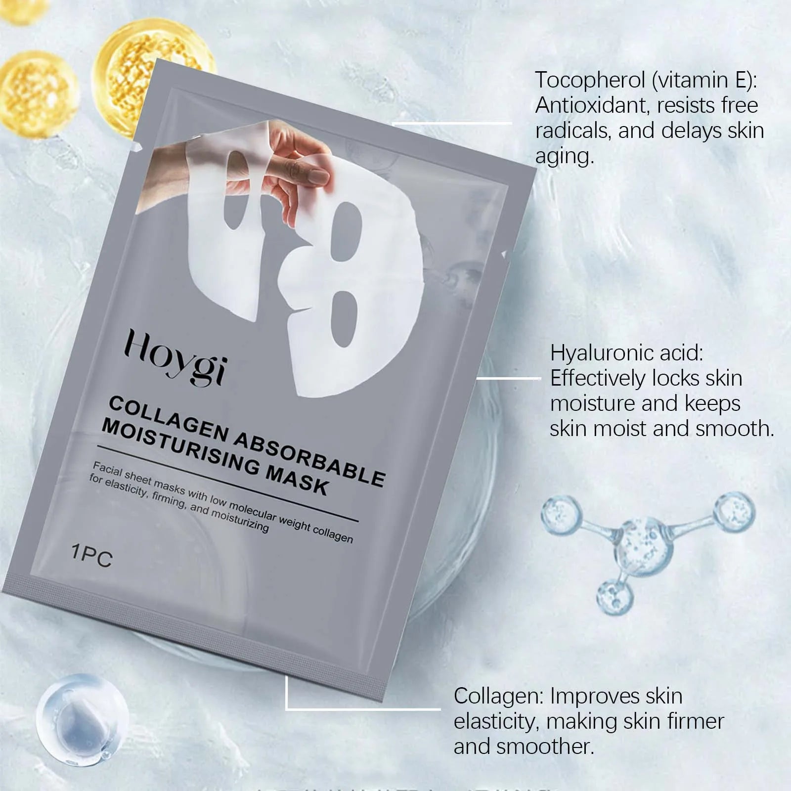 Collagen Absorbable Moisturizing Mask Overnight Lifting, Wrinkle Smoothing, Hydrating Facial Mask