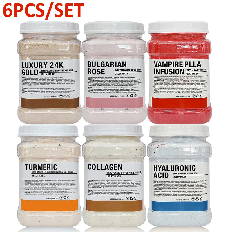 6PCS Jelly Mask Powder Professional Facial Skin Care, Moisturizing, Pore Cleansing