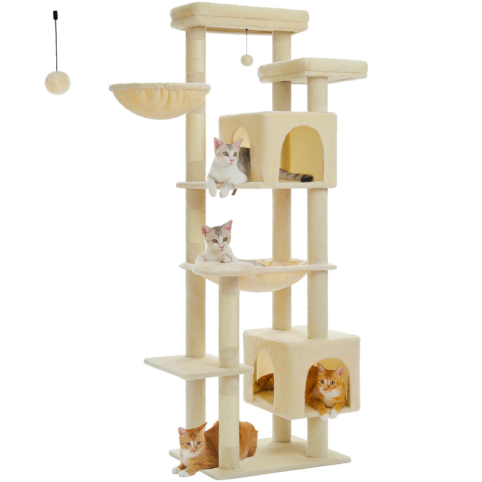 Large Cat Tree Tower Multi-Level Plush Cat Condo with Scratching Posts, Scratching Boards, Perches Caves