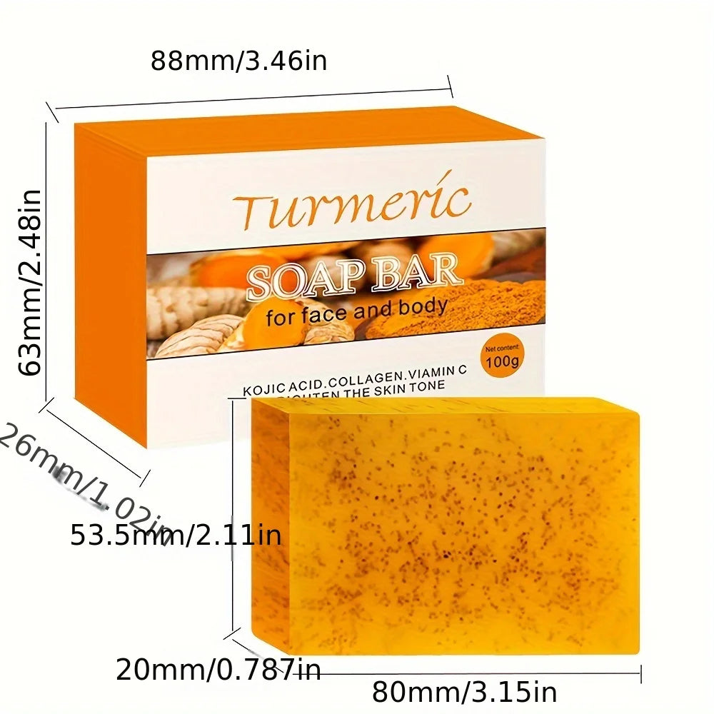 5Pcs Turmeric, Lemon Acid, Kojic Acid Handmade Soap Natural Skincare Bar for Moisturizing And Exfoliating
