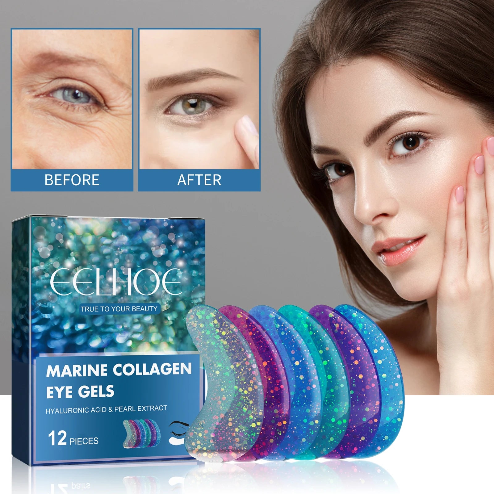 Collagen Eye Mask Relieves Puffiness, Lightening, Replenishing, Fades Wrinkles, Tightening