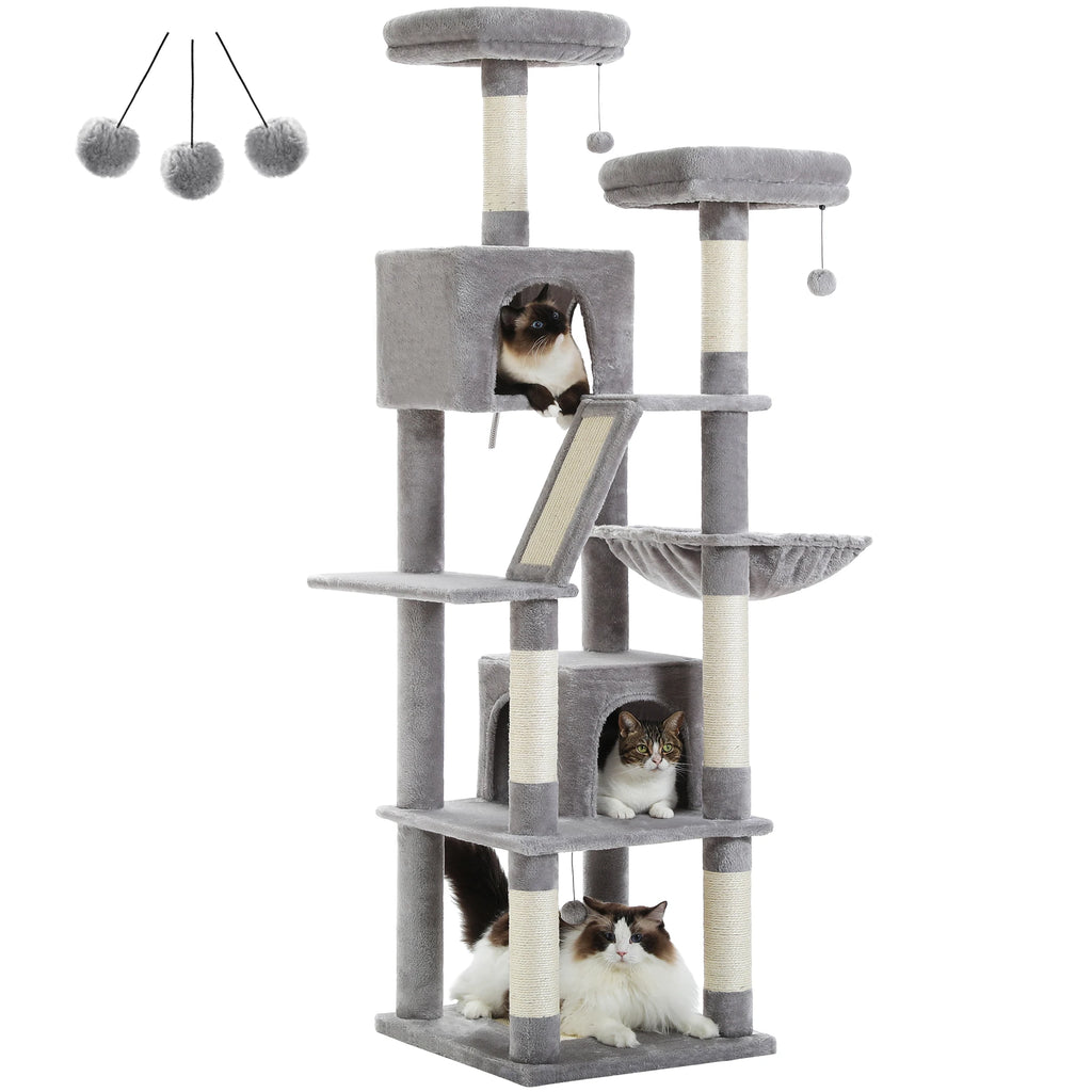 Large Cat Tree Tower Multi-Level Plush Cat Condo with Scratching Posts, Scratching Boards, Perches Caves