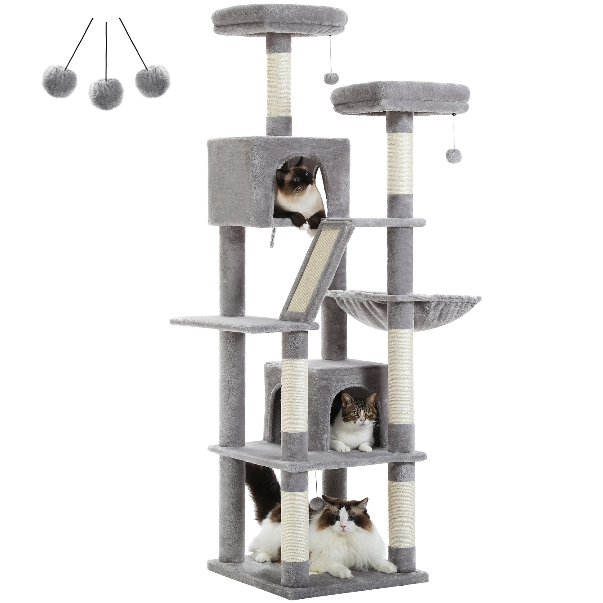 Large Cat Tree Tower Multi-Level Plush Cat Condo with Scratching Posts, Scratching Boards, Perches Caves