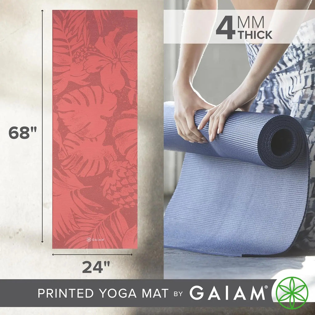 Non-Slip Yoga Mat for Pilates & Floor Exercises, Durable Fitness Mat with Print Design