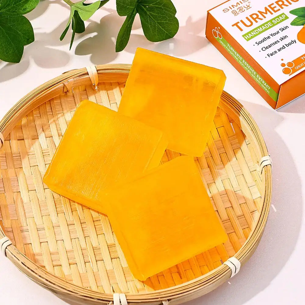 Hand Made Turmeric Soap Body Cleaning Natural Deeply Clean Skin, Refine Pores, Remove Acne