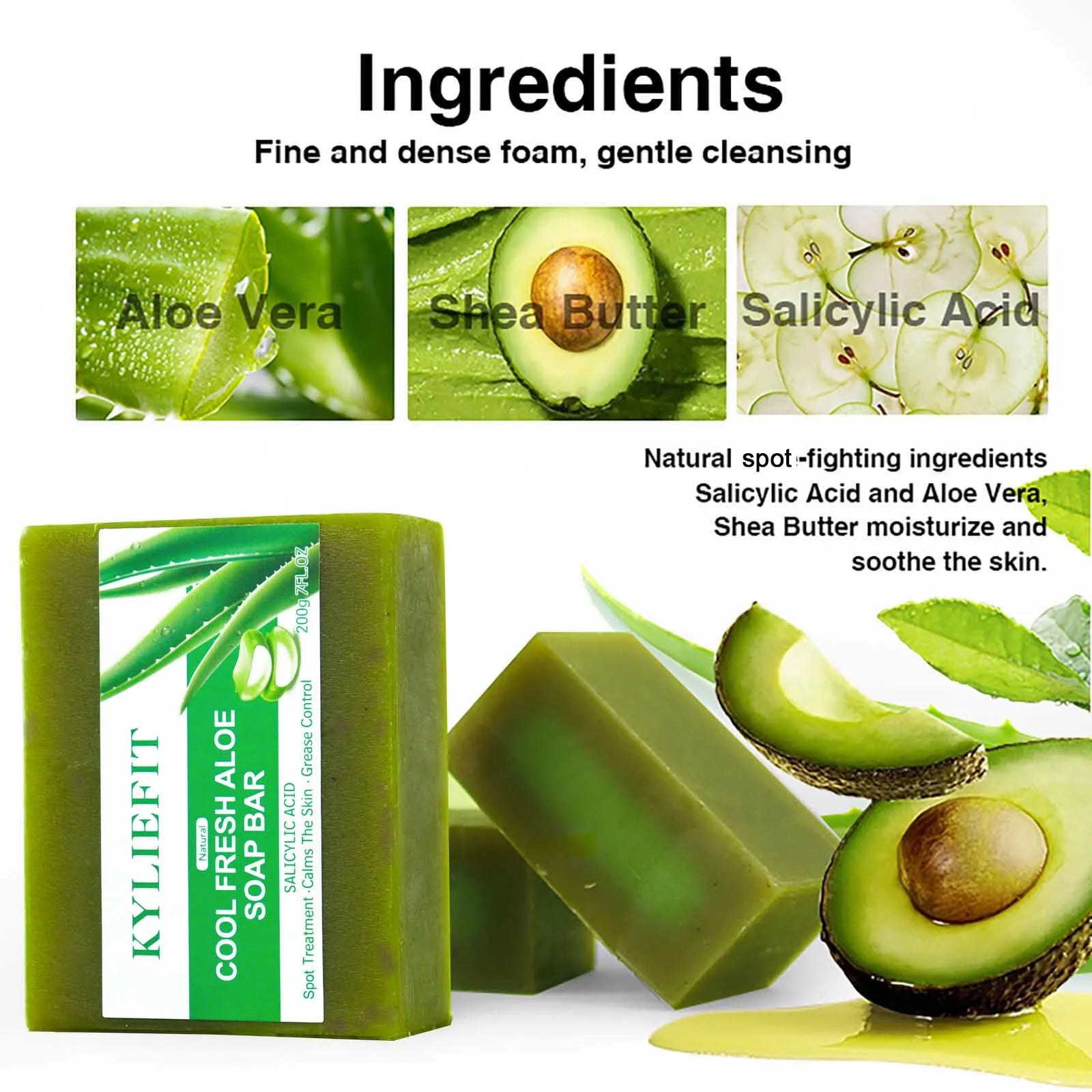 Aloe Vera Soap Bar With All Natural Ingredients, Reduce Dark Spots, Brightening, Oil Control, Clean Skin, Exfoliation