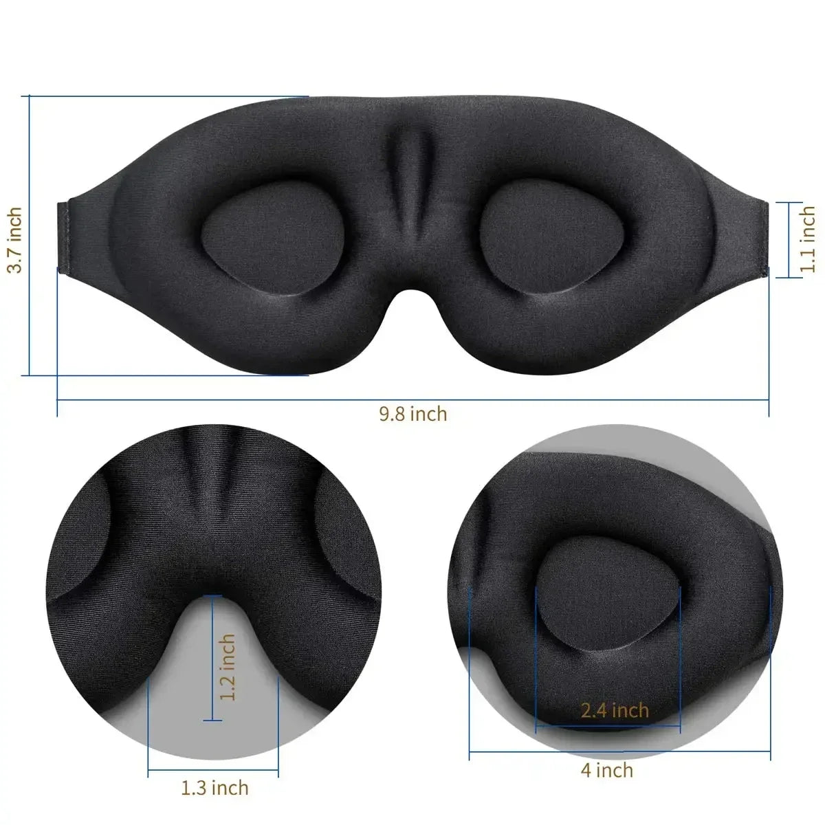 Eye Mask for Sleeping 3D Contoured Cup Blindfold, Molded, Block Out Light