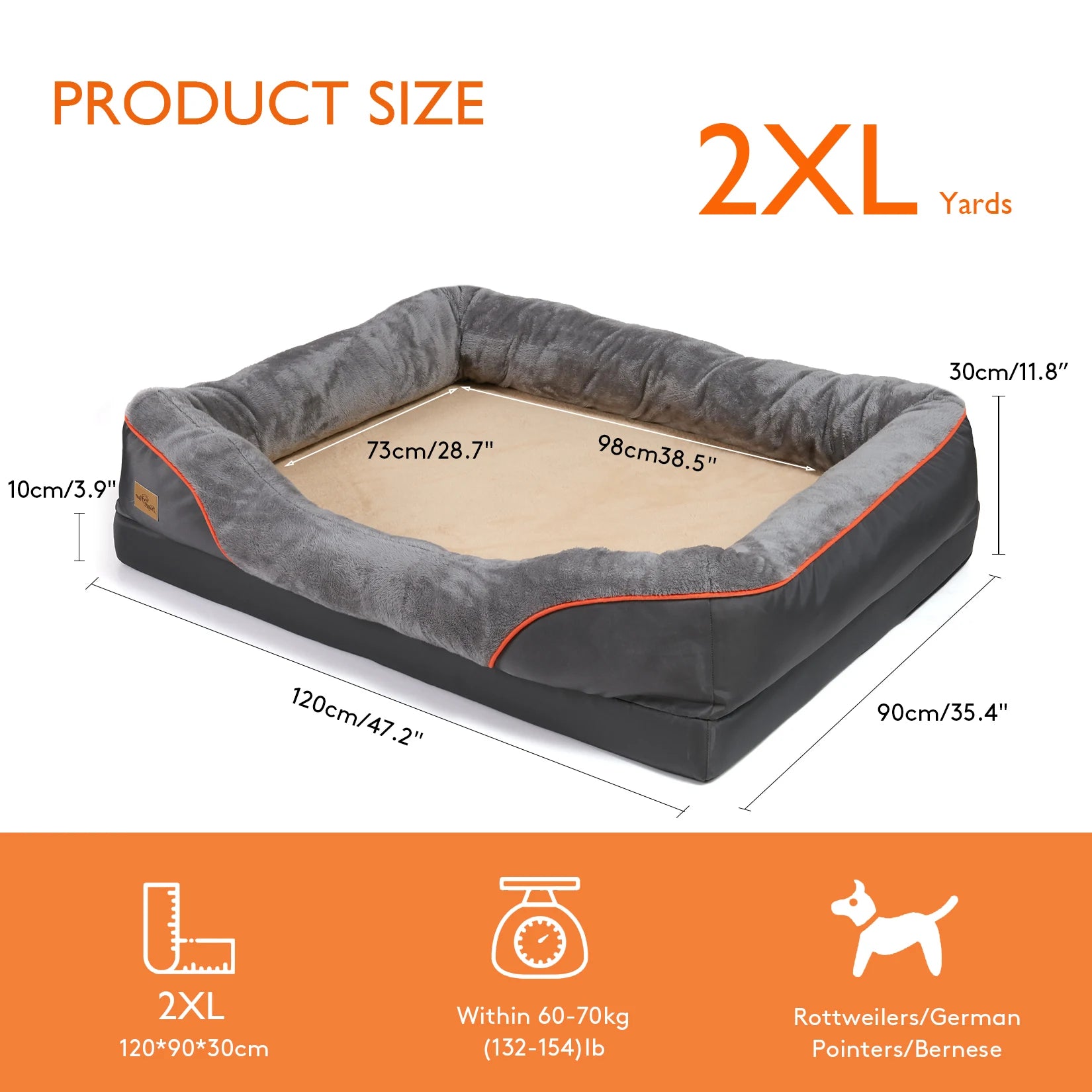 Large Dog Bed Soft Comfortable Anti Allergy Warm Fleece, Removable Washable Cover, Waterproof