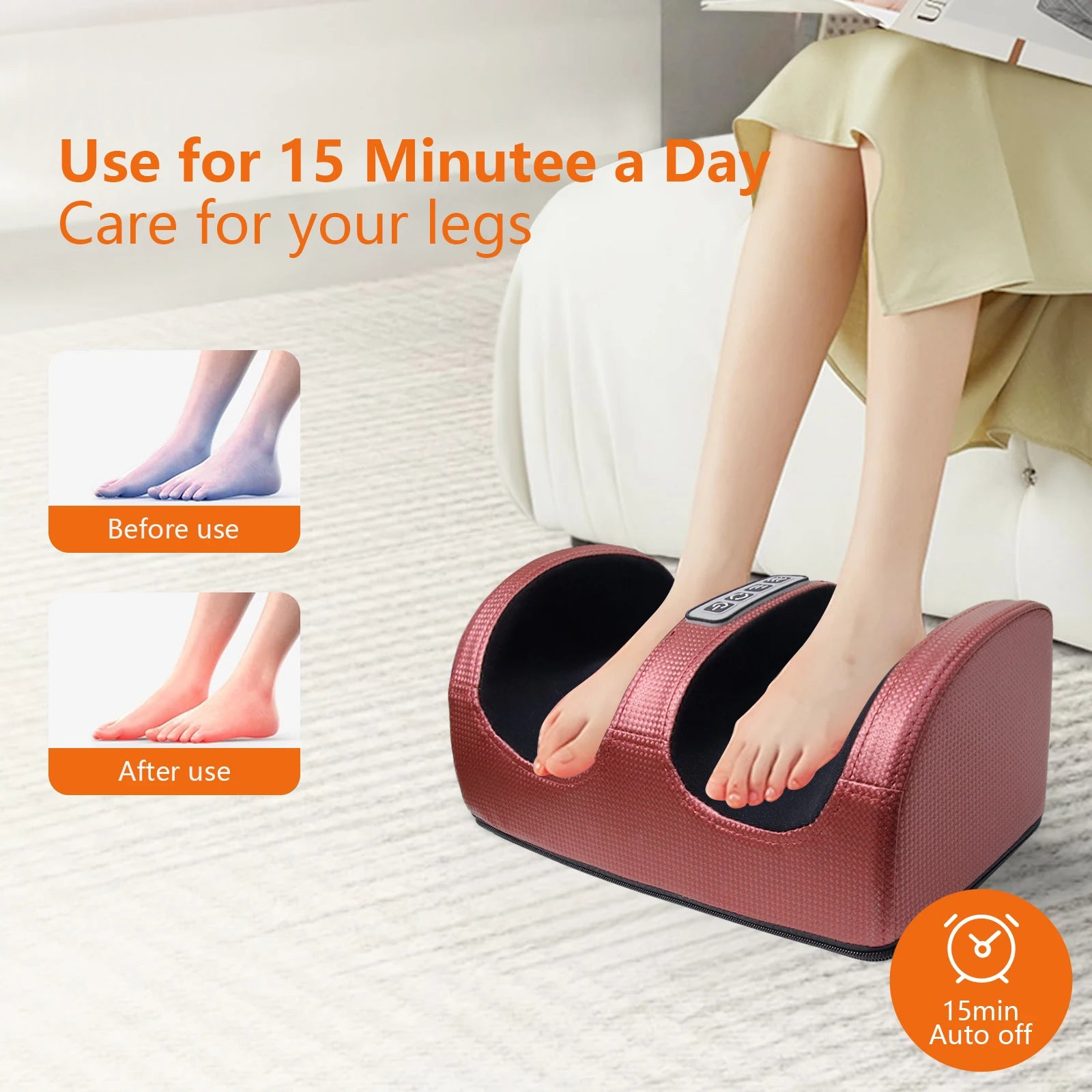 Foot massage machine kneading massager, electric heating tension relief