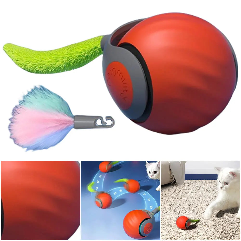 Automatic Moving Cat Ball Smart Toy Two Speed Adjustment Speedy Tail with Replacement Tail