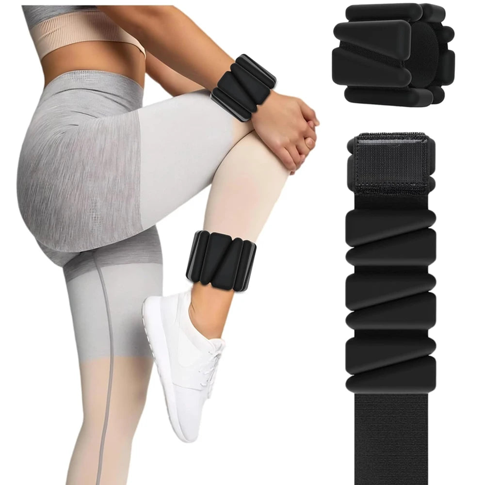 1pair  2-4lbs Adjustable Wrist Ankle Weights - Silicone Strength Training Bracelets for Yoga Running Swimming