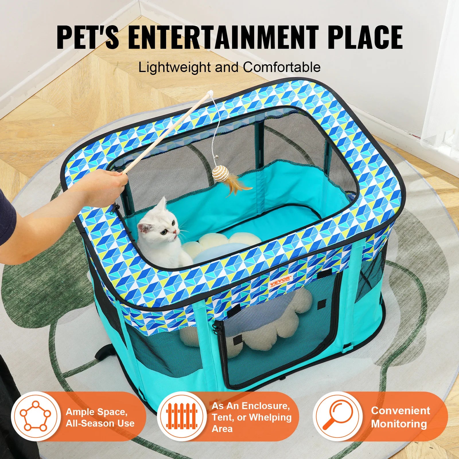 VEVOR Portable, Foldable Pet Playpen Tent Crate Kennel, Waterproof Shelter for Dog Cat Cages