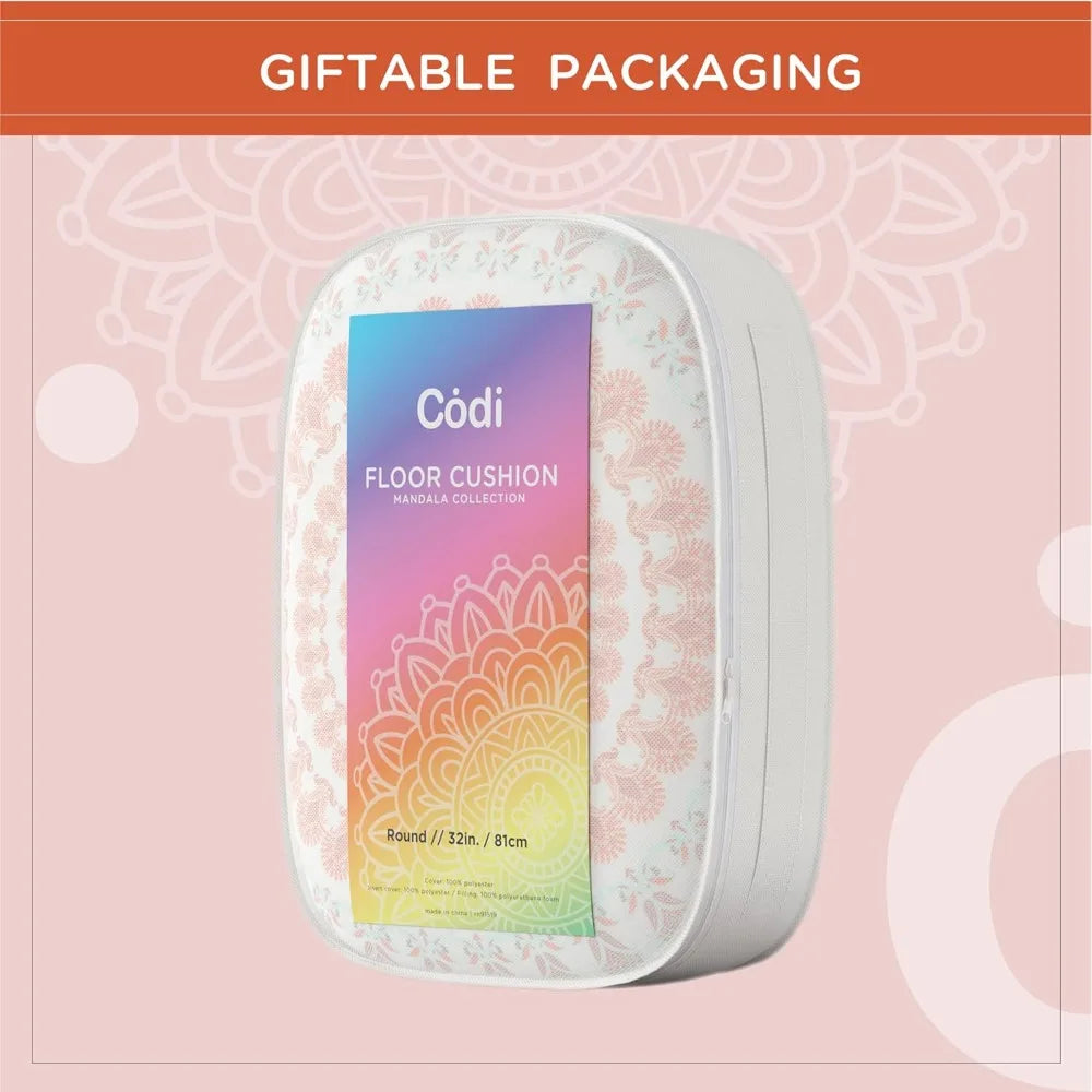 Floor Pillows Set of 2, 32 Inch Memory Foam, Washable Coral Meditation