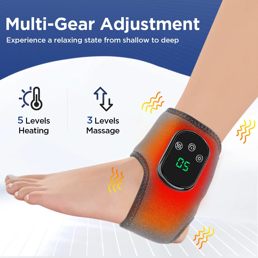 Electric Foot Massager, Hot Compresses, Vibration Massager with Breathable Material for Foot and Ankle