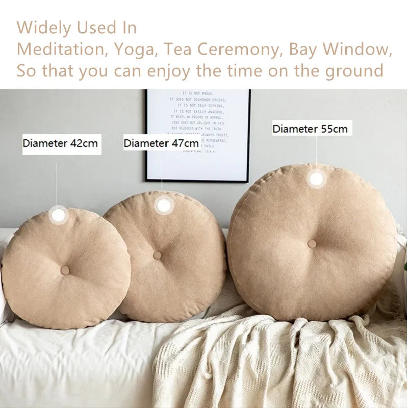Floor Seat Pillow Solid Color Suitable for Meditation, Yoga, Round Seat Pads Cushion