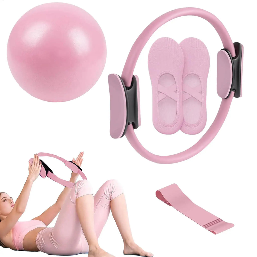 NEW Pilates Ball And Ring Set with Resistance Band for Exercise Workout and Fitness