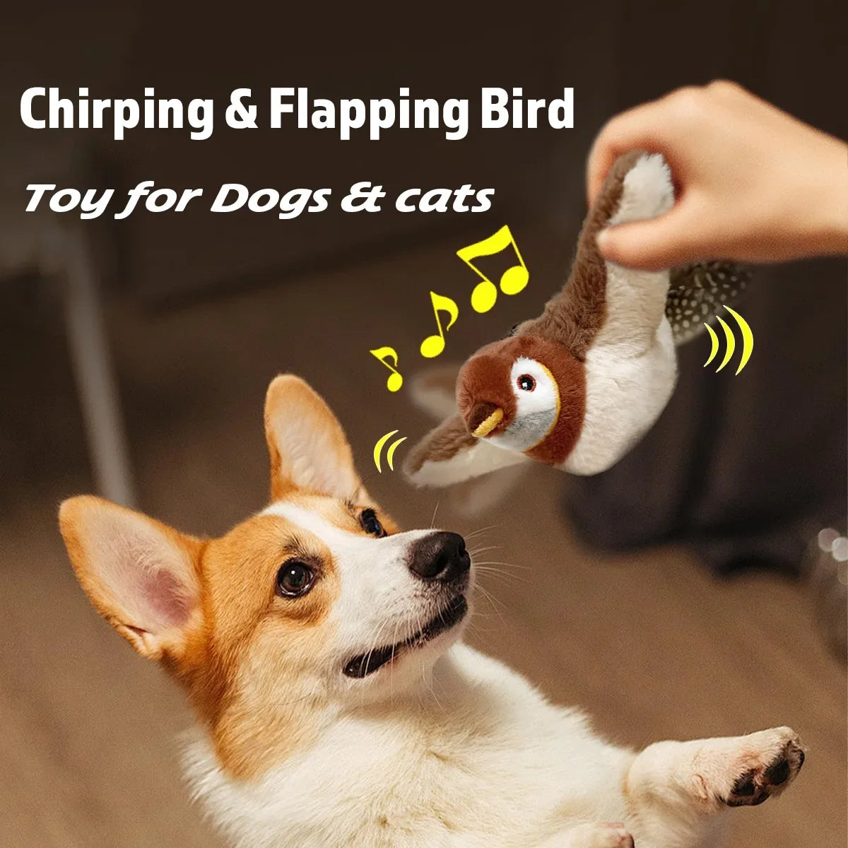 Simulated Bird Cat Toy Interactive Rechargeable Chirping, Flapping Wings, Catnip, Touch Activated