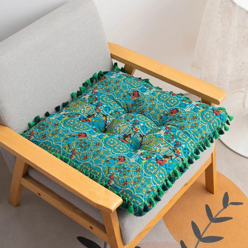 1pc Boho Style Floor Pillow, Square Cushion Meditation Pillow 50cm