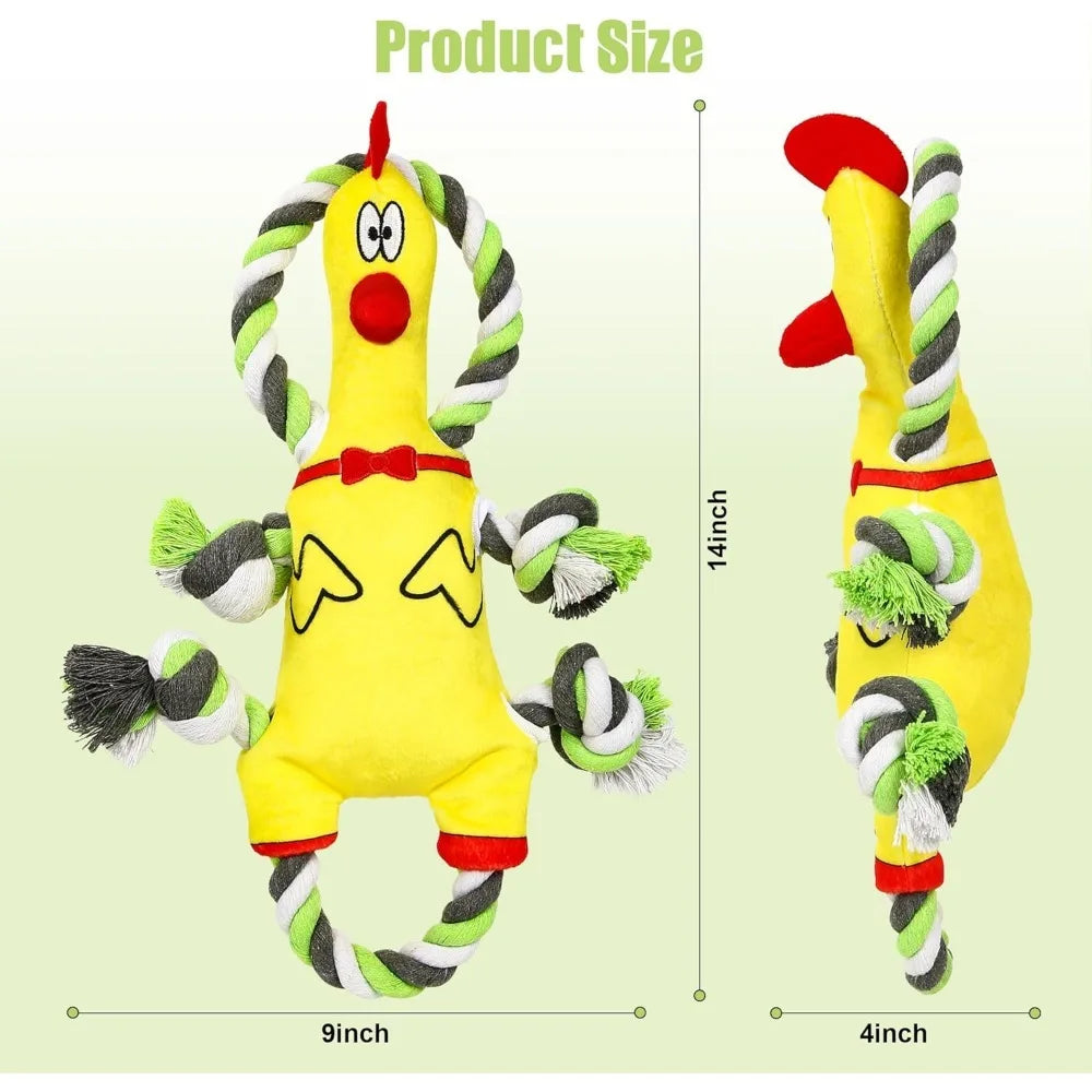 Squeaky Dog Toys, Tug of War Plush Toy for Large Breed, Tough Chewing Toys with Crinkle Paper