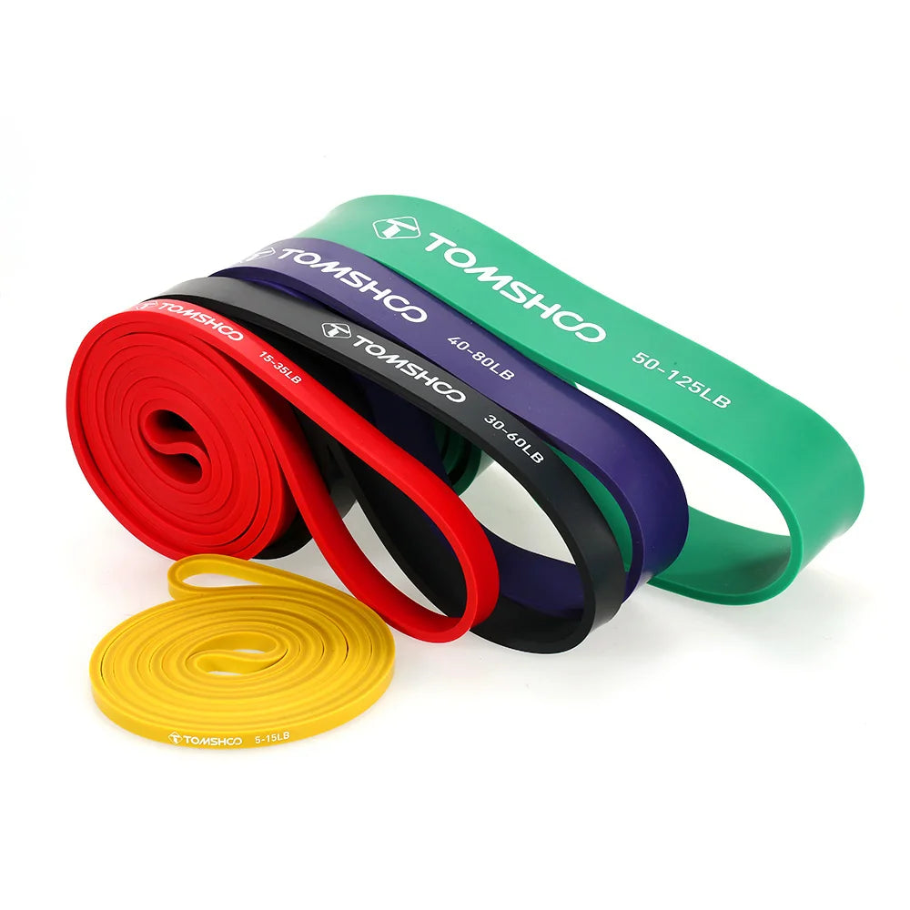 5 Packs Pull Up Assist Loop Bands Set Resistance, Exercise Stretch Bands with Door Anchor and Handles