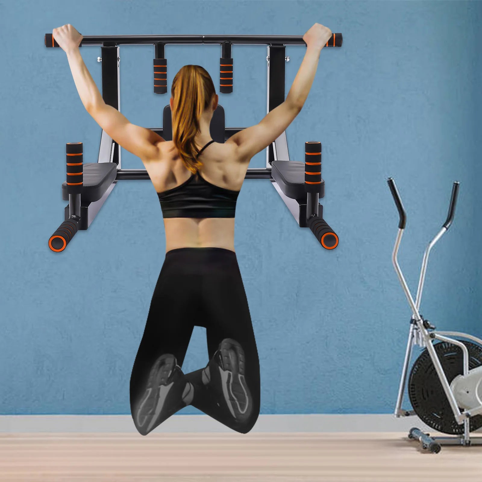 Wall-Mounted Pull Up Bar 440lbs Capacity Space-Saving for Home Gym & Full-Body Workouts