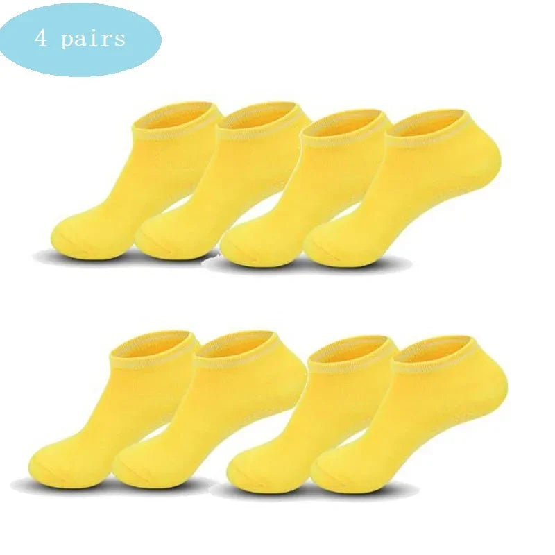 4 pairs Yoga Socks Women Cotton Silicone Non-slip Pilates Grip Towel Socks