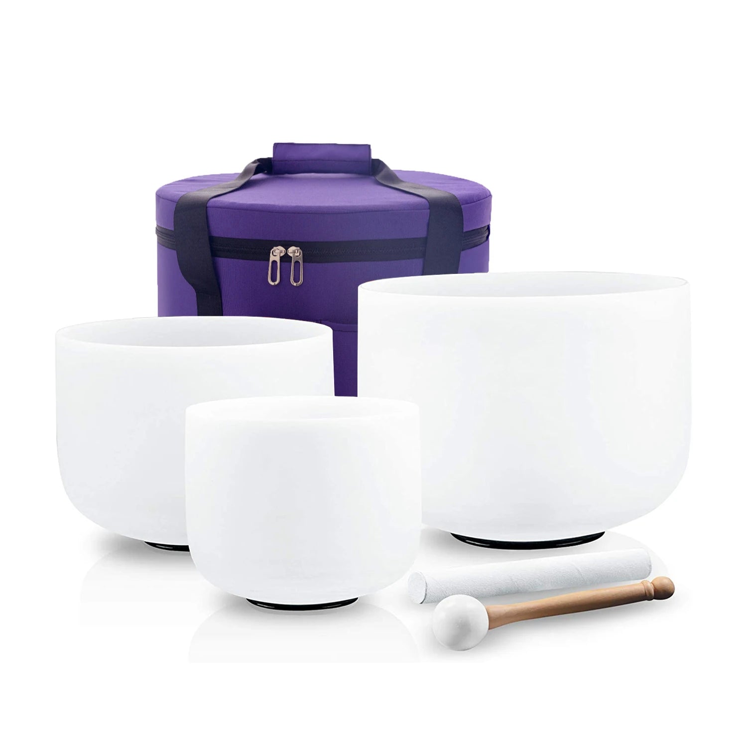 Outlets! Crystal Singing Bowl 3Pcs  for Sound Healing with  Suedce Stick and Bag