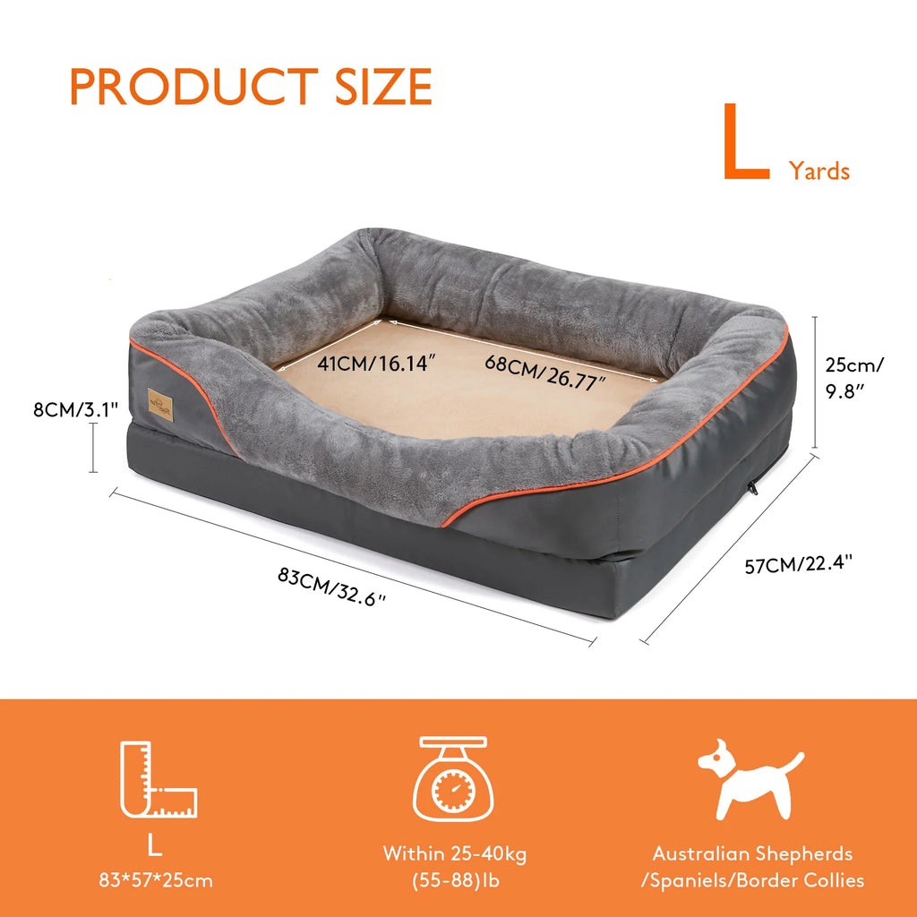 Large Dog Bed Soft Comfortable Anti Allergy Warm Fleece, Removable Washable Cover, Waterproof