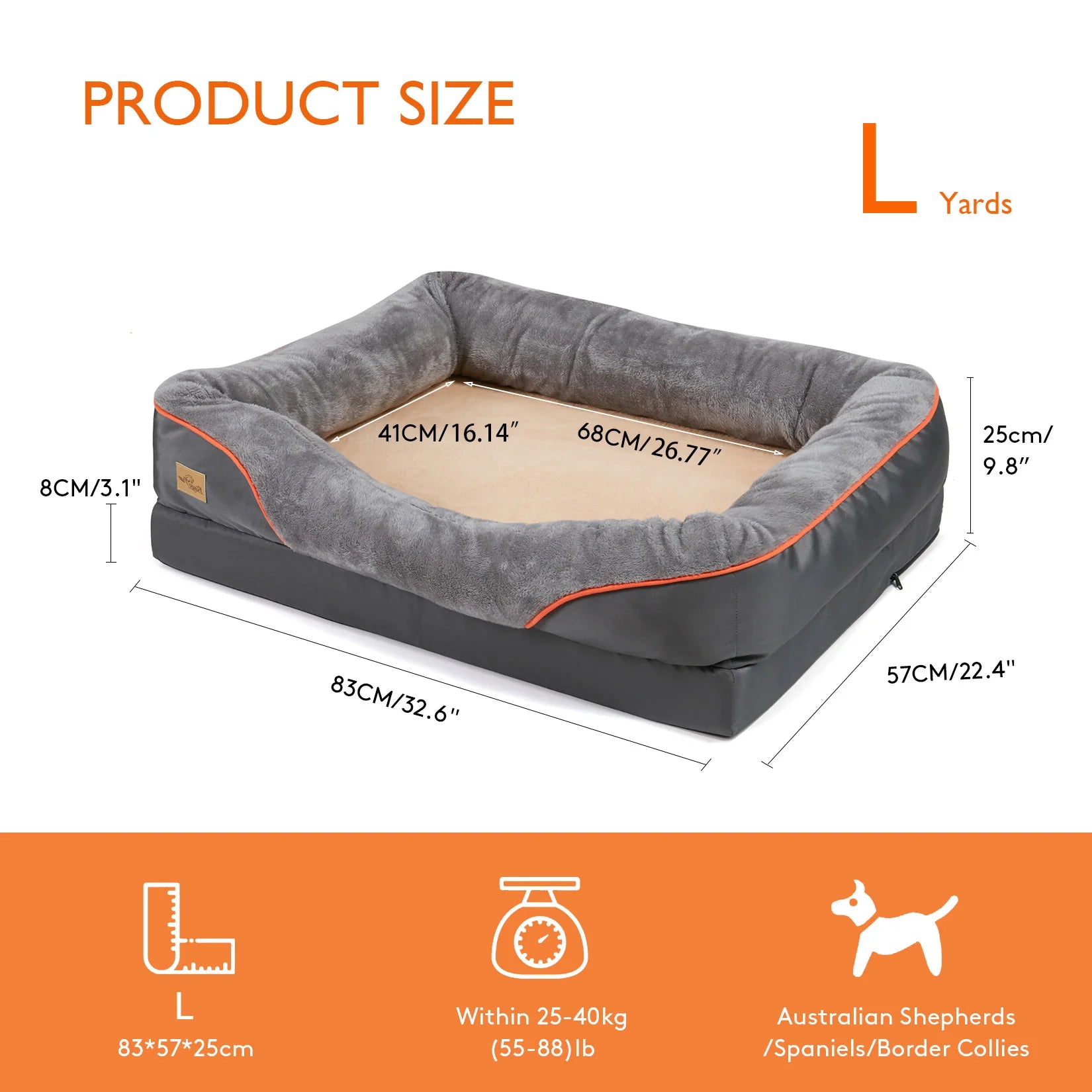 Large Dog Bed Soft Comfortable Anti Allergy Warm Fleece, Removable Washable Cover, Waterproof