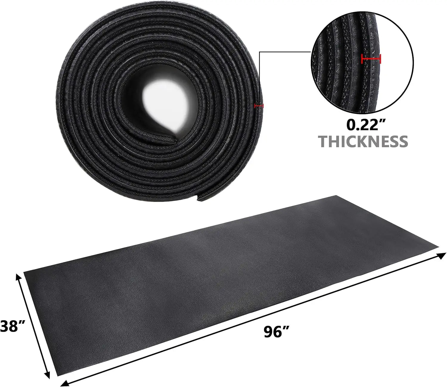 High Density Gym Exercise Treadmill Floor Mat,8 x 3 FT Anti Vibration PVC Exercise Equipment Mat,1/4" Thickness